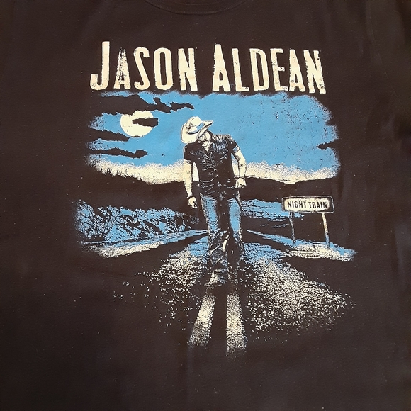 JASON ALDEAN NIGHT TRAIN TOUR MUSIC BAND TOUR Cotton Black Shirt Mens MEDIUM. - Picture 2 of 8
